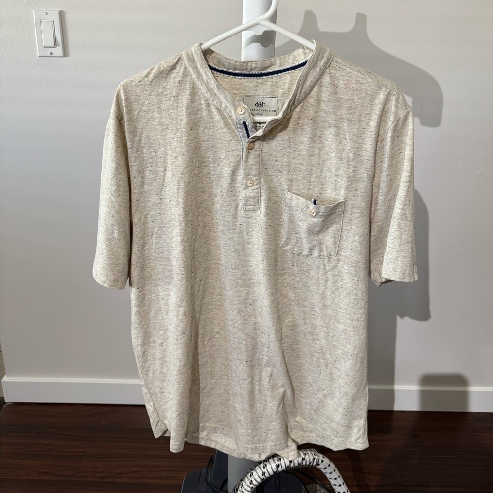 Report Collection Cream Casual Button Down Shirt